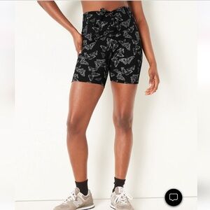 PINK Victoria’s Secret High Waist Bike Shorts Black Butterfly Lace Up Size M